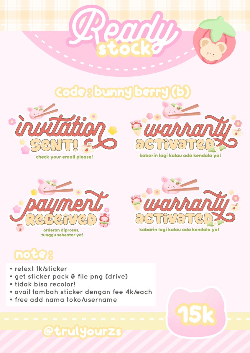 trulyourzs's tweet image. ˖ ࣪ ʺ ‌‌ུུ‌‌ 𓈒  #zonauang  ♫
[  help repost please? thank u!  ]

💬 good morning ol! akuu ada bawa 4 ready stock sticker pack buat ba yang bisa dibawa pulang sekarang juga melalui dm atau link di bio &amp;lt;3 

📮. please mention after dm!