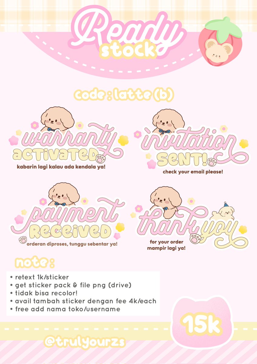 trulyourzs's tweet image. ˖ ࣪ ʺ ‌‌ུུ‌‌ 𓈒  #zonauang  ♫
[  help repost please? thank u!  ]

💬 good morning ol! akuu ada bawa 4 ready stock sticker pack buat ba yang bisa dibawa pulang sekarang juga melalui dm atau link di bio &amp;lt;3 

📮. please mention after dm!