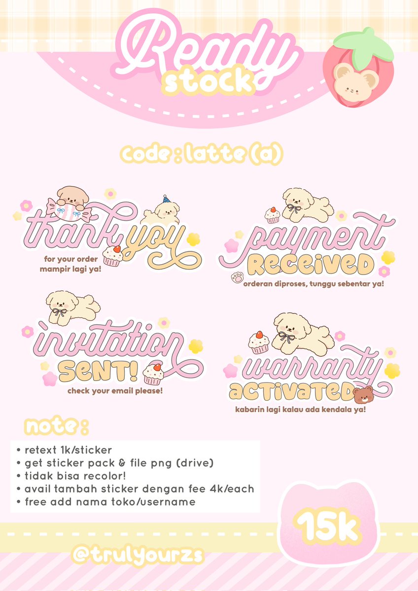 trulyourzs's tweet image. ˖ ࣪ ʺ ‌‌ུུ‌‌ 𓈒  #zonauang  ♫
[  help repost please? thank u!  ]

💬 good morning ol! akuu ada bawa 4 ready stock sticker pack buat ba yang bisa dibawa pulang sekarang juga melalui dm atau link di bio &amp;lt;3 

📮. please mention after dm!