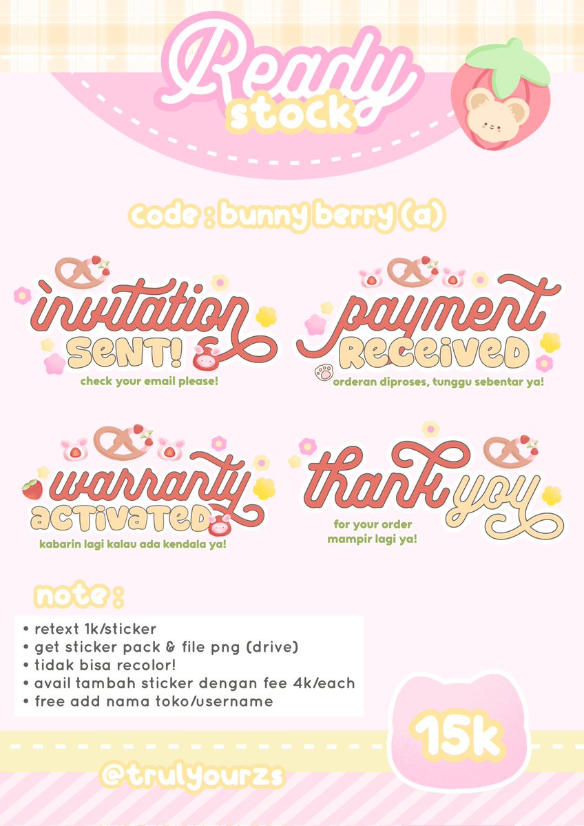 trulyourzs's tweet image. ˖ ࣪ ʺ ‌‌ུུ‌‌ 𓈒  #zonauang  ♫
[  help repost please? thank u!  ]

💬 good morning ol! akuu ada bawa 4 ready stock sticker pack buat ba yang bisa dibawa pulang sekarang juga melalui dm atau link di bio &amp;lt;3 

📮. please mention after dm!