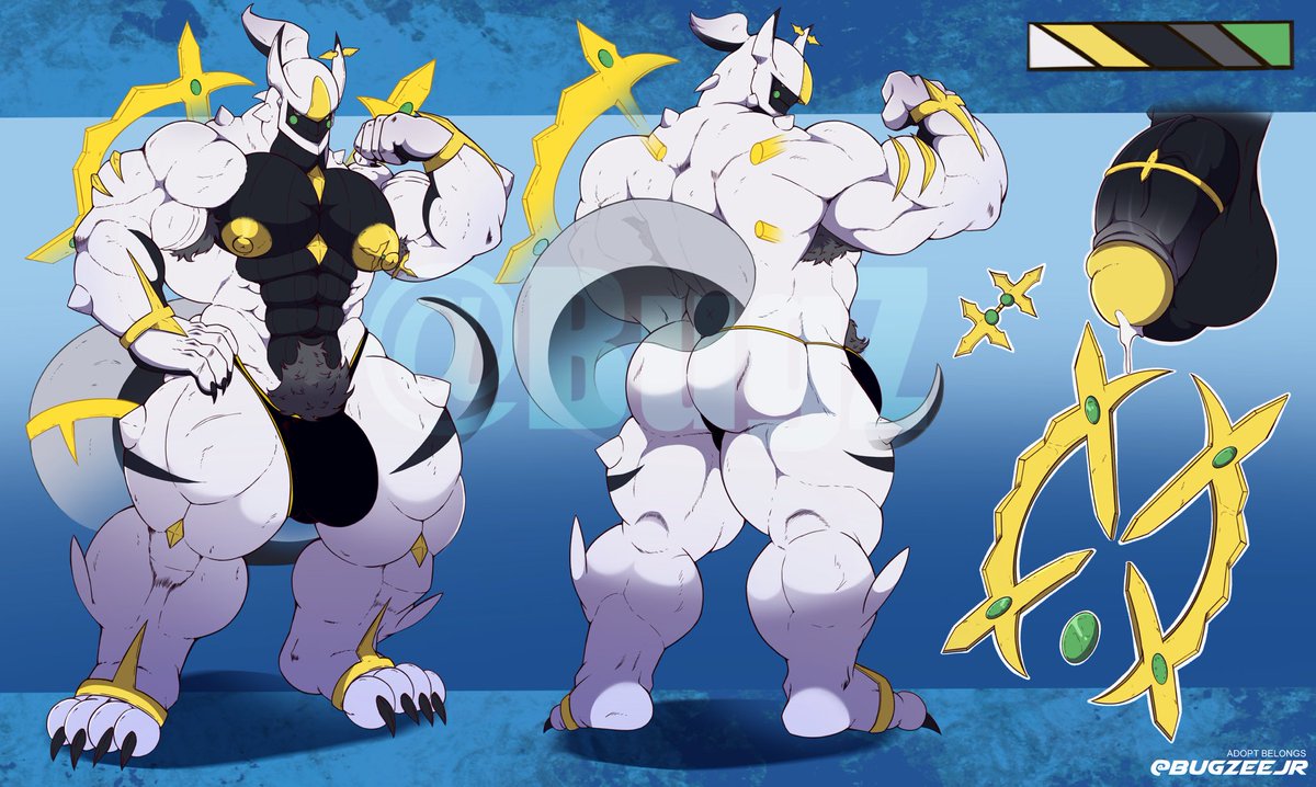 Here you can see how your character looks, on a sexy reference sheet🤤🔥

Adopt:<a href="/BugzeeJr/">BugzeeJr</a> ⚜️

#furry #bara #furryartist #furrycommuniy #furryfandom #rule34 #rule34furry #pokemon #arceus #legendespokemonza