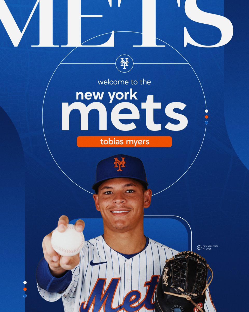 Mets's tweet image. We have acquired RHP Freddy Peralta and RHP Tobias Myers from Milwaukee in exchange for RHP Brandon Sproat and minor league INF Jett Williams. 

Welcome to New York, Freddy and Tobias!