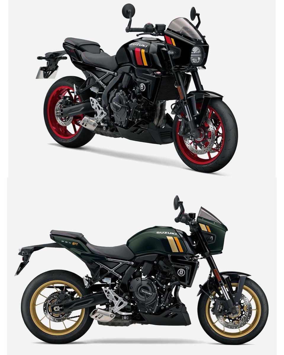 PutiMotor's tweet photo. スズキが、新型「GSX-8T」と「GSX-8TT」を、1/30発売。

価格は、GSX-8Tが129万8000円、GSX-8TTが138万6000円。

https://t.co/E1xLpC4q8m https://t.co/D6lRfACTrx