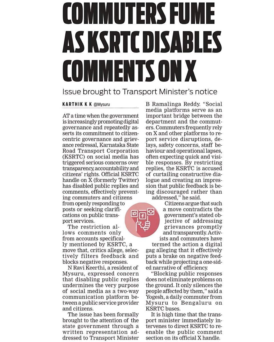 Thanks <a href="/Karthiknayaka/">Karthik K K</a> &amp; <a href="/XpressBengaluru/">TNIE Karnataka</a> for bringing up this issue in Print media.

FYI :  <a href="/RLR_BTM/">Ramalinga Reddy</a> &amp; <a href="/KSRTC_Journeys/">KSRTC</a>