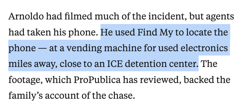 propublica's tweet image. Immigration agents placed 10th grader Arnoldo Bazan, a U.S. citizen, in a chokehold and slammed his father to the ground.

Arnoldo had filmed much of the encounter, but agents took his phone. This is how he found it 👇

Full story: propub.li/4btapjl