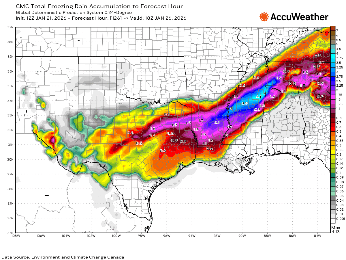 TheTannerRyan's tweet photo. ECMWF (Euro) shifted slightly North. GFS (US) still a mess, CMC (Canada) closeish with original ECMWF. Should lock in over next day or so.

Temperatures are trending a bit lower now. Almost all of Texas will go below freezing. #atxwx https://t.co/Foo6cFKe0v