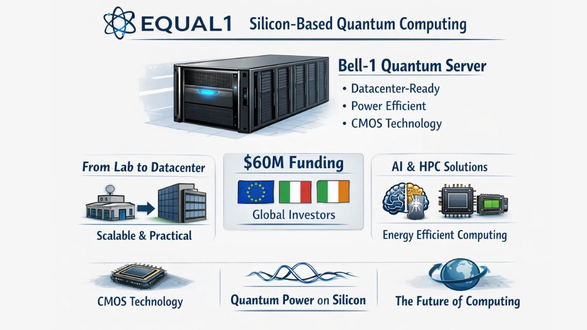 TechGovind70399's tweet photo. Equal1 Raises $60M For Silicon-Based Quantum Computing
Read more on https://t.co/uYUtaiHVq6
#Equal1 #Bell1quantumserver #classicalcomputing #generativeAI #quantumcomputing #CMOS #quantumtechnology #qubits #superconductingqubits #News #Technews #Technology #Technologynews #Technologytrends #Govindhtech @TechGovind70399