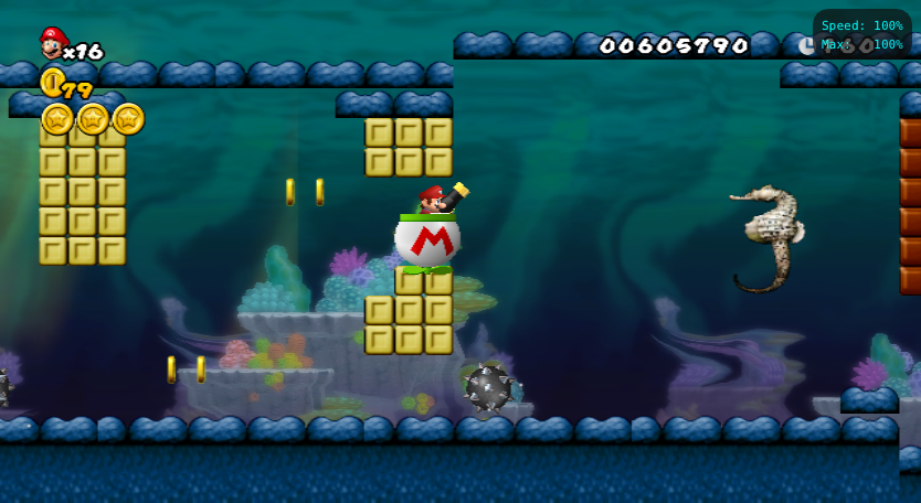 so I'm playing a NewerSMBW hack that recreates a bunch of the older Mario titles and one of the bosses is just a realistic seahorse