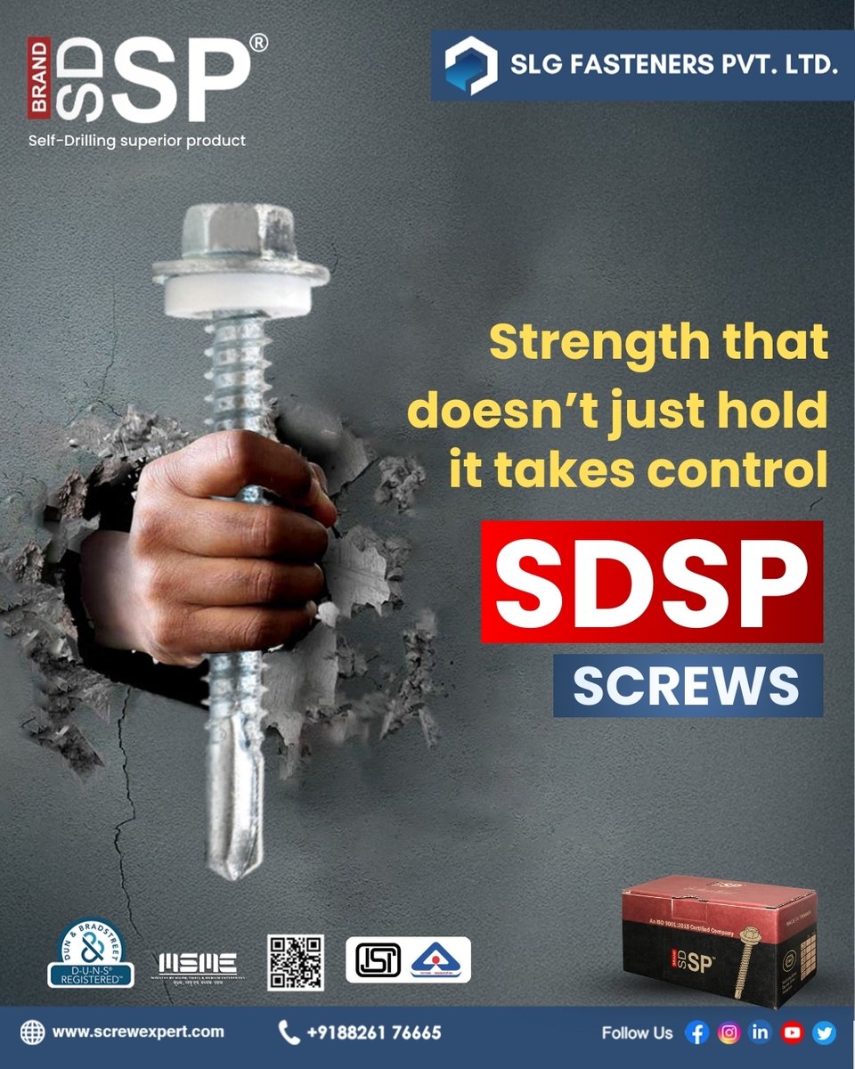 SlgFasteners's tweet photo. SDSP screws aren’t just about gripping — they command stability.
Every application becomes stronger, steadier, and more secure.

Call us @ +91-8826176665
Website - https://t.co/EZ3boAiRkl
Email ID - sohanlalgupta.slg@gmail.com
YouTube Channel: https://t.co/6WTtKmhXJy

#BestScrews https://t.co/yPcYkQTlKB