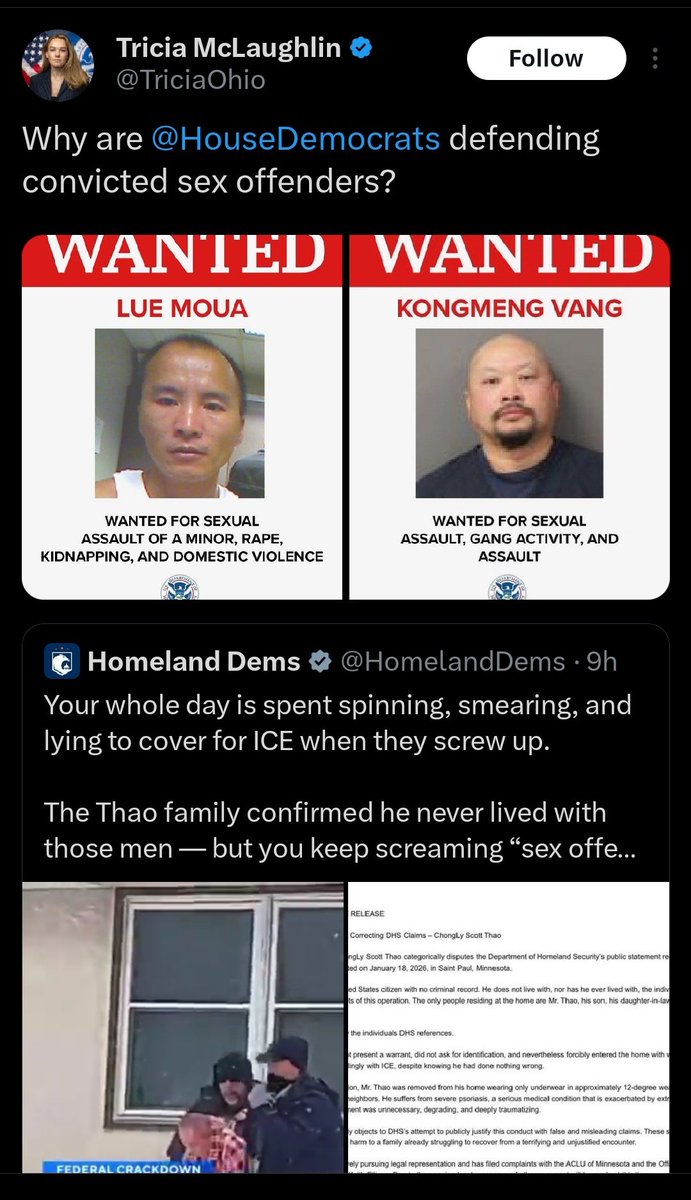 Fly_Sistah's tweet image. This is a despicable lie. ICE arrested U.S. citizen ChongLy Scott Thao who is not either person pictured. ICE wouldn't even let him put on clothes or check his ID before holding him for hours then pretending it never happened once he was released with no charges.