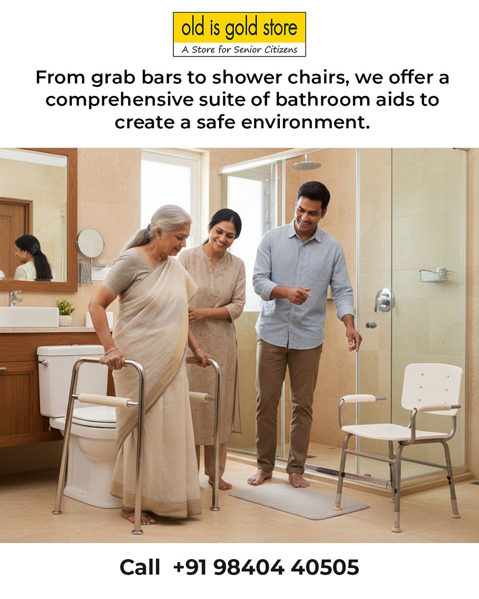 OldIsGoldStore's tweet photo. From grab bars to shower chairs, we offer a comprehensive suite of bathroom aids to create a safe environment.

Call us today! 📞+91 98404 40505. Visit Online Us : https://t.co/nFuD6mICp6

#BathroomSafety #AgingInPlace #HomeCareSolutions #AccessibleLiving #SeniorSafety https://t.co/oiy1Mwr6A4