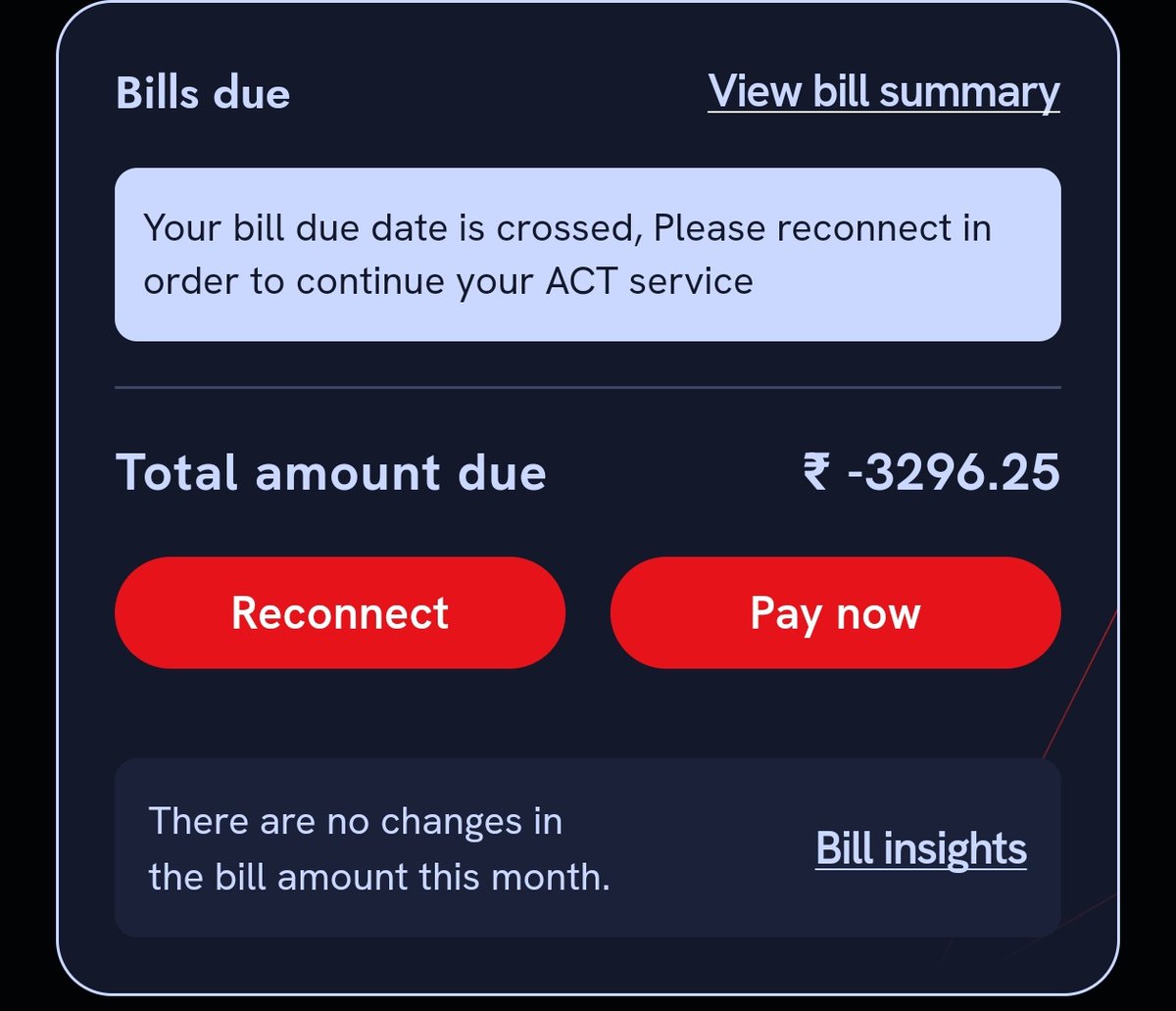 nenintheOO7's tweet image. Extremely disappointed with @ACTFibernet. My connection was disconnected due to technical issues on their end. I have a 3-month pending refund, but they are purposefully delaying the router collection to avoid paying back my balance. (1/2) 
#CustomerService #ACTFibernet