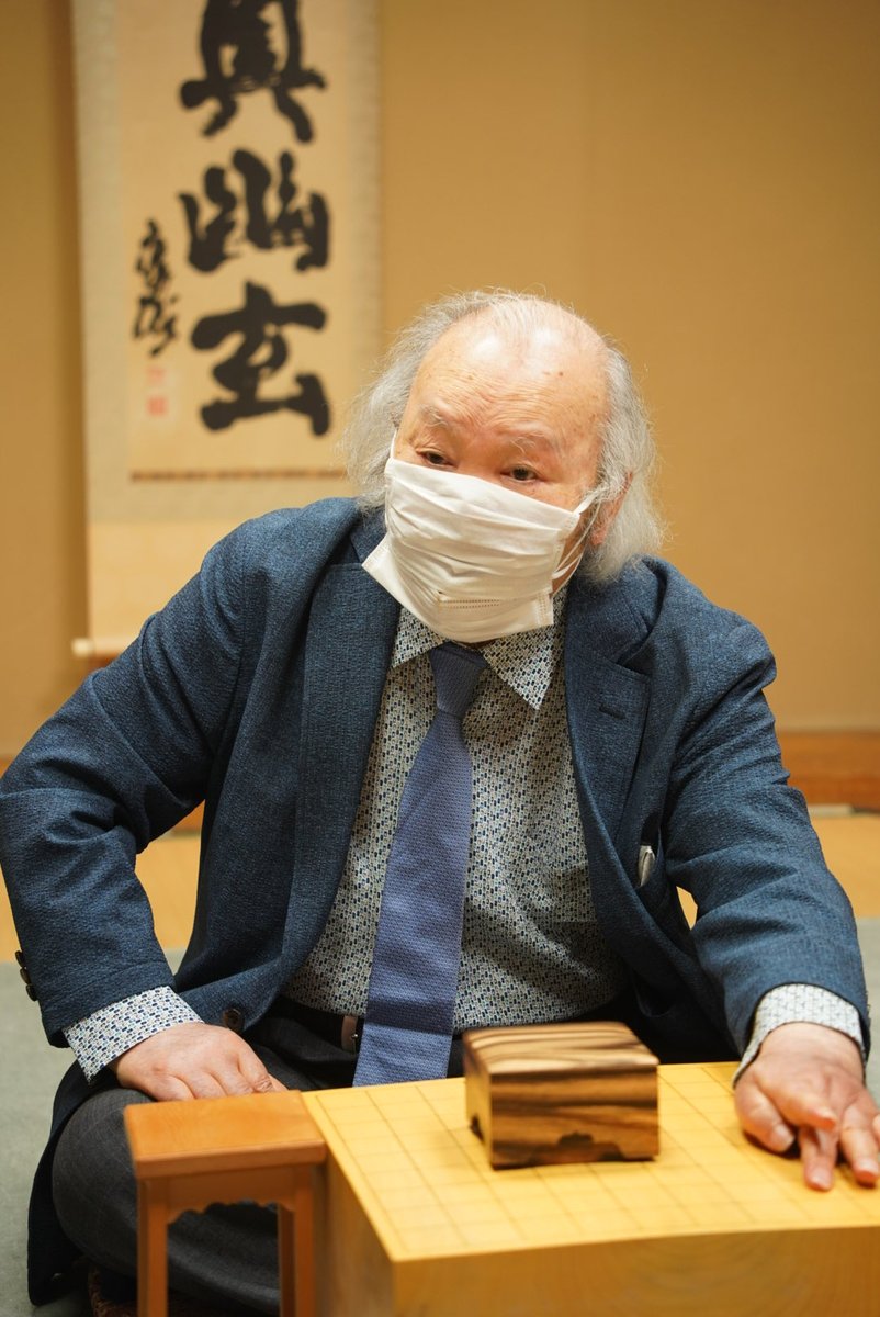 幽玄の間の加藤一二三九段。
2021年6月5日。
朝日アマチュア将棋名人戦三番勝負＠日本棋院