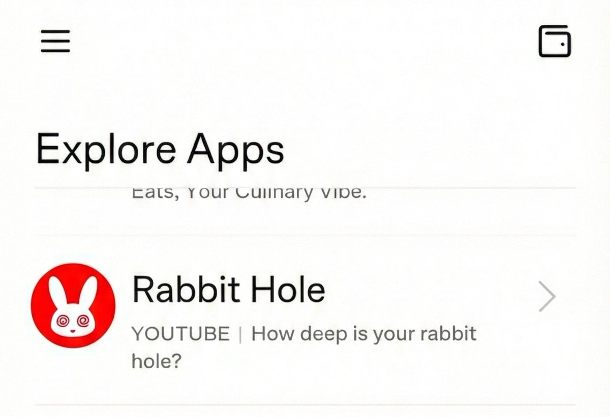 0xChlorin3's tweet photo. Join Vana Builder Contest
1. What vibe app do you suggest?
"Rabbit Hole" is a reference to Alice in Wonderland (falling down the rabbit hole into a strange world). In internet slang, "Going down the Rabbit Hole" means starting with one video.
@vana #datarevolution https://t.co/zNVVCZYJpl