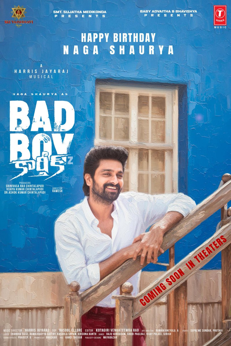 UrsVamsiShekar's tweet photo. Team #BadBoyKarthik wishes the Charming @IamNagaShaurya a blockbuster birthday ❤️‍🔥

#HBDNagaShaurya https://t.co/yXidctPYep