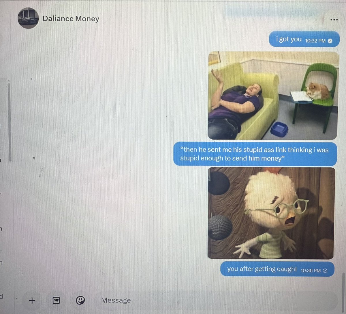 afterhoursbunni's tweet photo. even tho yall dont let yalls messages get screenshoted, theres always a way. #ragebit #scammer #sugarbaby #sugardaddy https://t.co/1owXA2UkhK