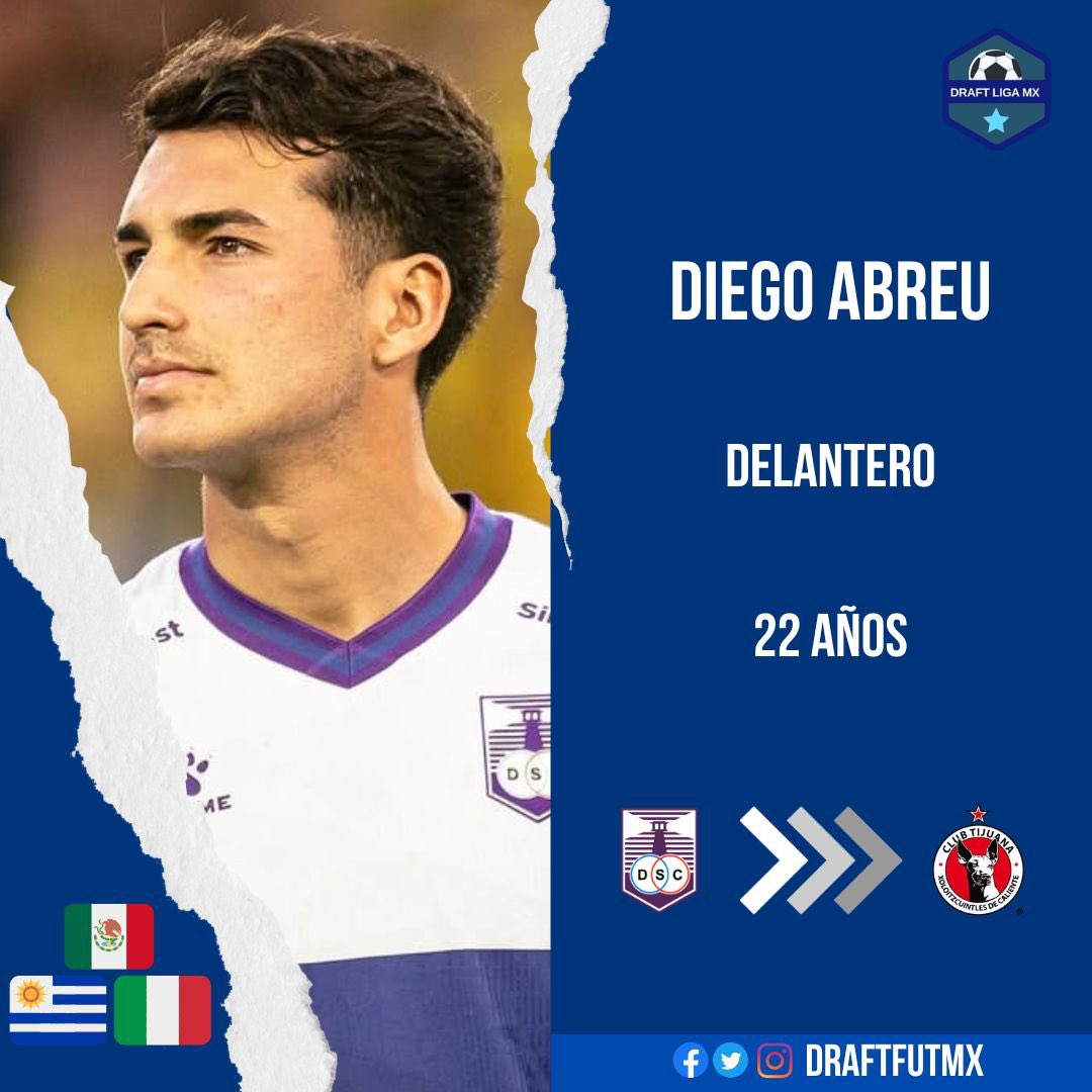 OFICIAL.

Diego Abreu es nuevo jugador del Club Tijuana. Llega procedente de Defensor Sporting Club.

➡️ Transferencia definitiva.