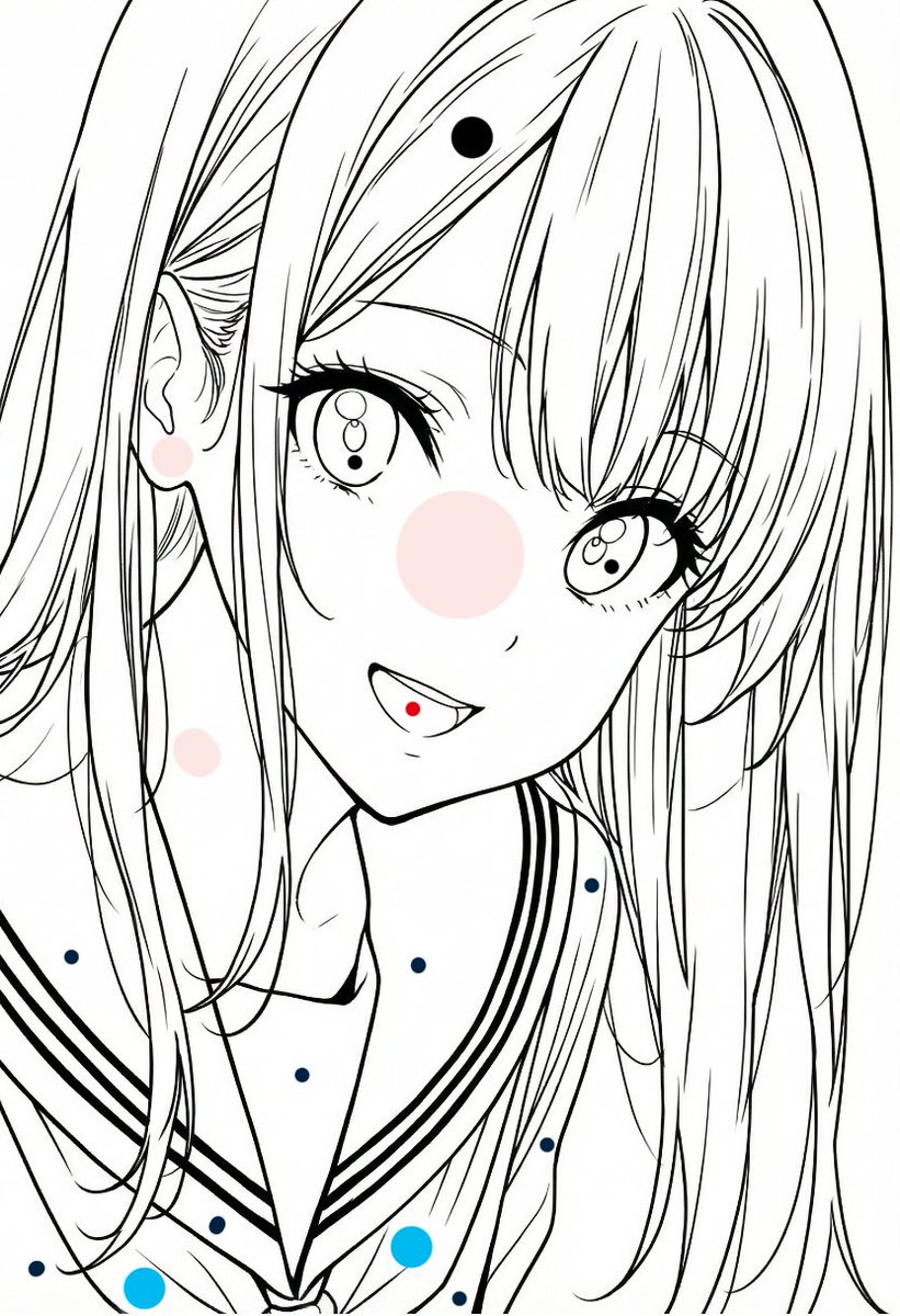 やはり引用ポストの分はそもそも線画が下手だから下手に塗られてただけで(笑)、AIイラストを元に指示したらきれいに塗ってくれました。

1枚目:nanobananaに白黒にしてもらったAIイラスト
2枚目:「アニメ風に色塗りをしてください」と指示
3枚目:髪、肌、服などに塗ってほしい色の点をつける 