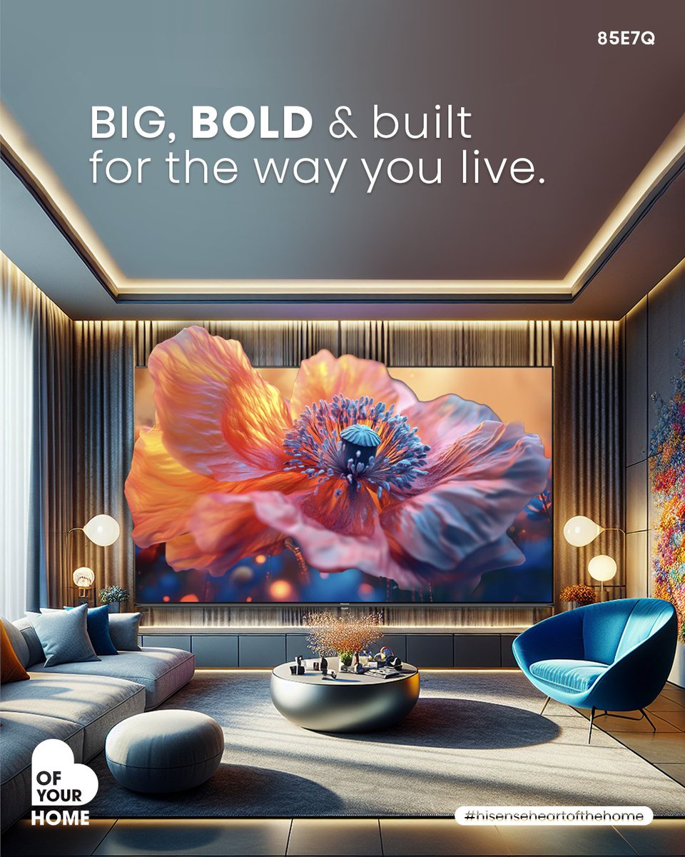 HisenseSA's tweet photo. Bold colour. Smart performance. A viewing experience built around you.
The Hisense 85E7Q shows what meaningful innovation looks like. 💚 Add to cart by clicking here https://t.co/R7LRuMIust

#HisenseZA #85E7Q #Quality #QuantumDot #Tech https://t.co/mtJCvhYlDC