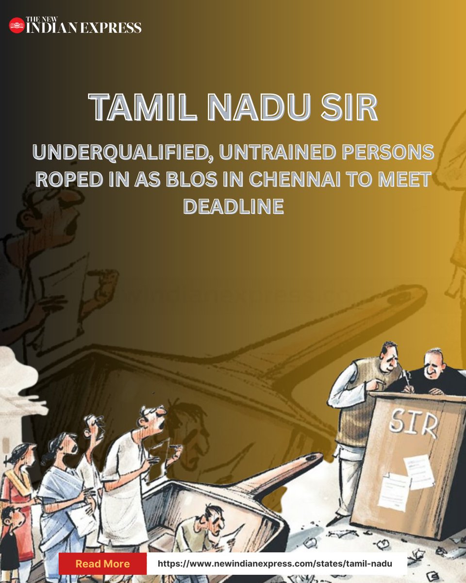 xpresstn's tweet image. Saravanan (name changed), a domestic breeding checker for mosquito control operations in the Greater #Chennai Corporation, did not have formal education beyond Class 5 and has never used a smartphone. Despite his many protests, he was made BLO during the #SIR of the #ECI in