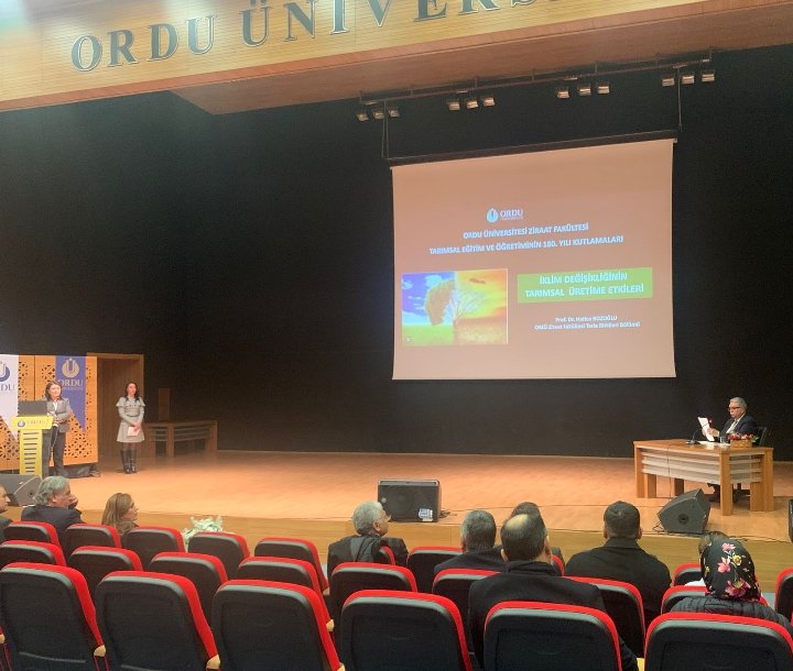 Ordu Üniversitesi Ziraat Fakültesi tarafından Tarımsal Eğitim ve Öğretimin 180. yılı kapsamında düzenlenen "Küresel İklim Değişikliğinin Tarımsal Ürünlere Etkisi" konulu konferansa katılım sağladık.  Dekanımız Prof. Dr. Fatih ÖNER ve Ziraat Fakültesi ailesine teşekkür ederiz.