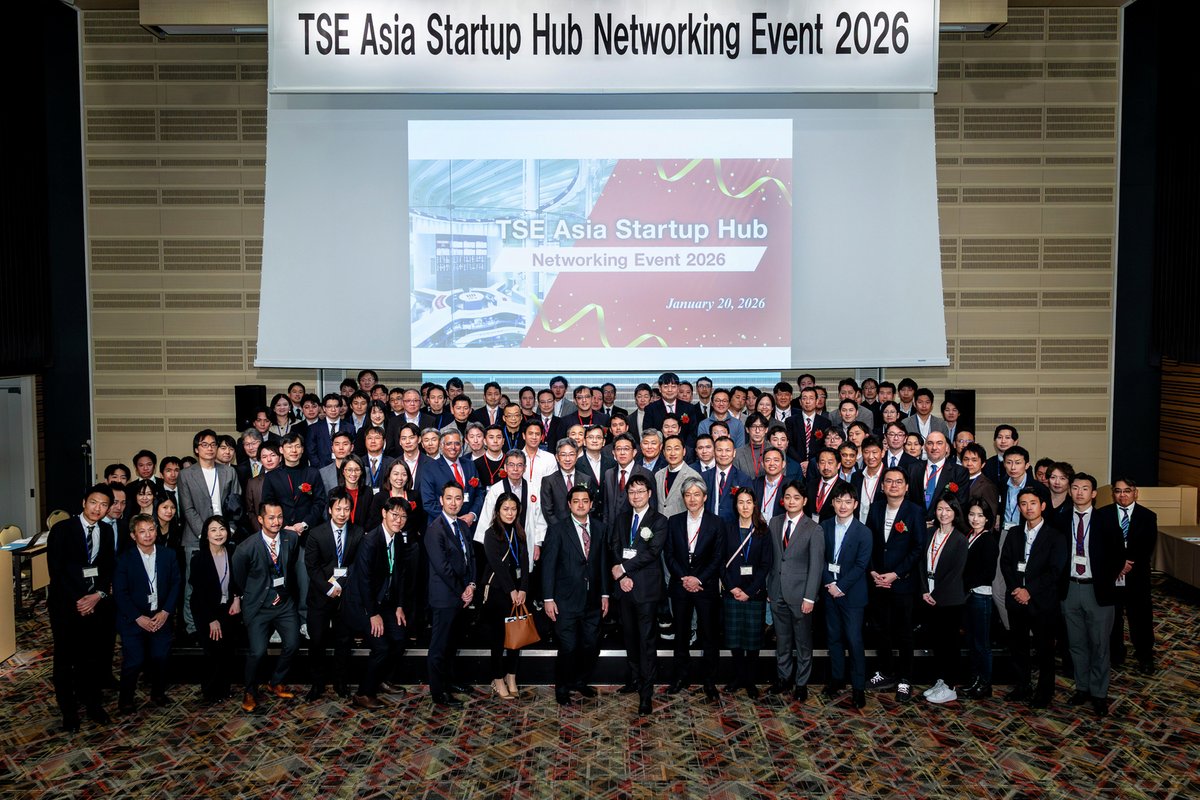 JPX_official_EN's tweet photo. On Jan 20, Tokyo Stock Exchange held the TSE Asia Startup Hub Networking Event 2026.
18 Supported Companies and 200 participants (partners & observers) from the TSE Asia Startup Hub joined, providing a unique opportunity for Asian startups to connect with domestic and international IPO stakeholders.
We also welcomed
・Mr. Yutaka Ito, Commissioner, Financial Services Agency (FSA),
・Mr. Jingo Kikukawa, Director-General for Startup Policy, Ministry of Economy, Trade and Industry (METI), and
・Mr. Keiichi Yoshimura, Director General, Startup Strategy Promotion Headquarters, Tokyo Metropolitan Government.
TSE will continue supporting the growth of Asian startups and strengthening collaboration within Japan’s market.