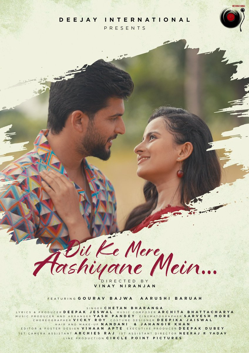 deepakjeswal's tweet photo. The fight … the promise … the passion … the heartache … all coming to you in one day’s time.  Tomorrow be there at Deejay International YouTube channel to be a part of this epic love story. 

‘Díl Ke Mere Aashiyane Mein’ releases on Friday, the 23rd January 2026. 
Video dropping only on @deejayinternationalmusic YouTube channel at 12.30 PM. The video will leave your eyes moist! 

Singer @chetanbharanga 
Music @architabhattacharya 
Lyrics @deepakjeswal 
Music arranger and producer @yashonkeys 

Video starring @gourav.bajwa.gori and @theaarushibaruaah 
Video directed by @seene_me_cinema 
Choreographer @iamvickyfilxbeat 
DOP Sarvesh More 
Editing Vihaan Apte 
Costumes and Styling Deepika Jaiswal
Makeup and Hair Nandani and Jahangir Khan 
@circlepointpictures @realdeepakdubey 

#comingsoon #releasingsoon #dilkemereaashiyanemein #newsong #hindisong 

(New song, Hindi song, Coming soon, Releasing soon, Mark the date, Bollywood song, Hindi poetry, Hindi lyrics, music video)