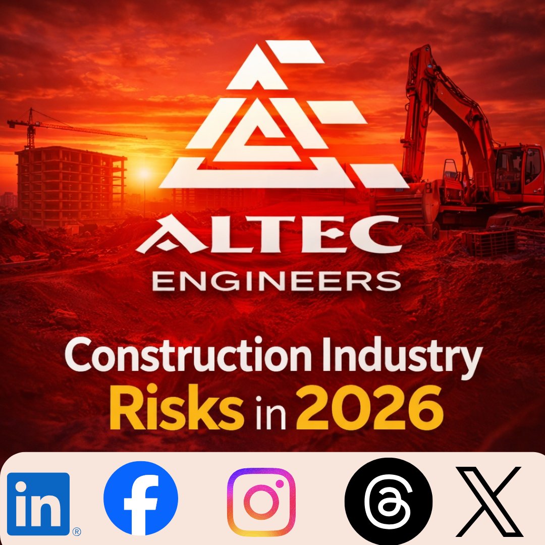 AltecEngineers's tweet photo. Construction Industry Risks to Watch in 2026: speed, cost pressure, labor gaps, and early decisions are shaping long term project success.
#Construction2026 #EngineeringInsights #Infrastructure #RiskManagement #BuildRight https://t.co/PslhxdJJLT