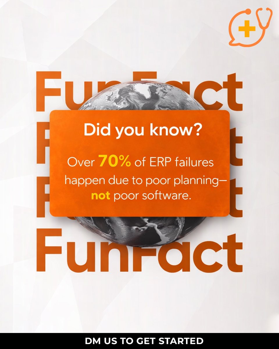 ErpDoctor's tweet photo. Did you know?
70%+ of ERP failures happen due to poor planning—not poor software.Plan right. Choose smart.#ERPDoctor #ERPAdvisory #SmartERP #ERPPlanning https://t.co/559Qfn3jgV