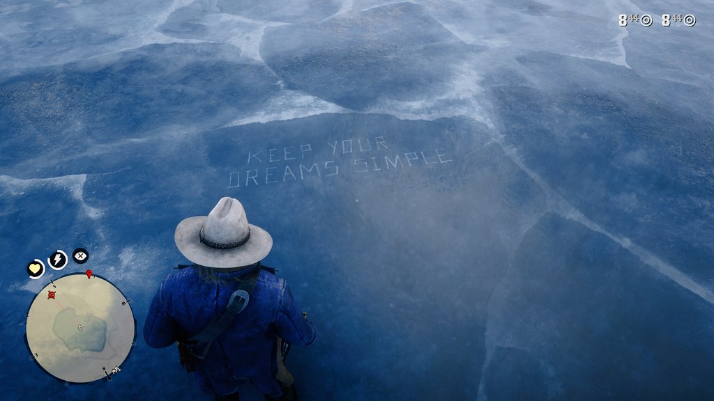 Lowkey never noticed this carved in the ice in front of Flaco Hernandez's camp, it's nice to still discover new things even after multiple rdr2 playthroughs