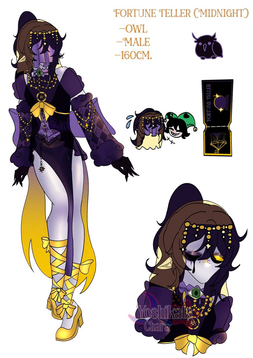 Yoshikata_Chara's tweet photo. Hello, I've been in this fandom for a few days now and just finished drawing My oc

Fortune Teller(Midnight)
Basic Information:
Age: Older than Harlequin https://t.co/8aotpu1CVF