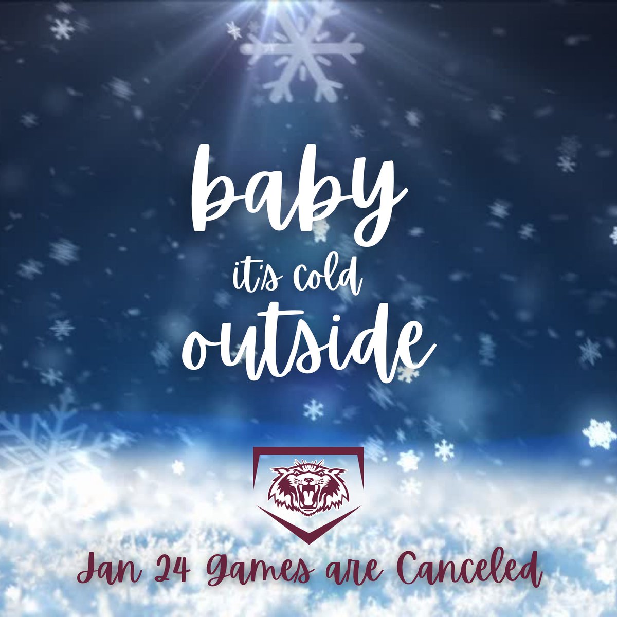 ❄️ Jan 24th Games are Canceled due to the weather!❄️
We're bummed, but we hope you have our future games on your schedule!
#GoWildcats #StaySafe