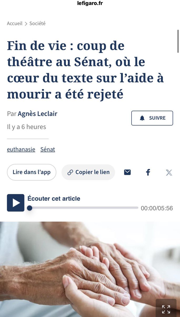 ♦️Fin de vie : coup de théâtre au Sénat, où le cœur du texte sur l’aide à mourir a été rejeté