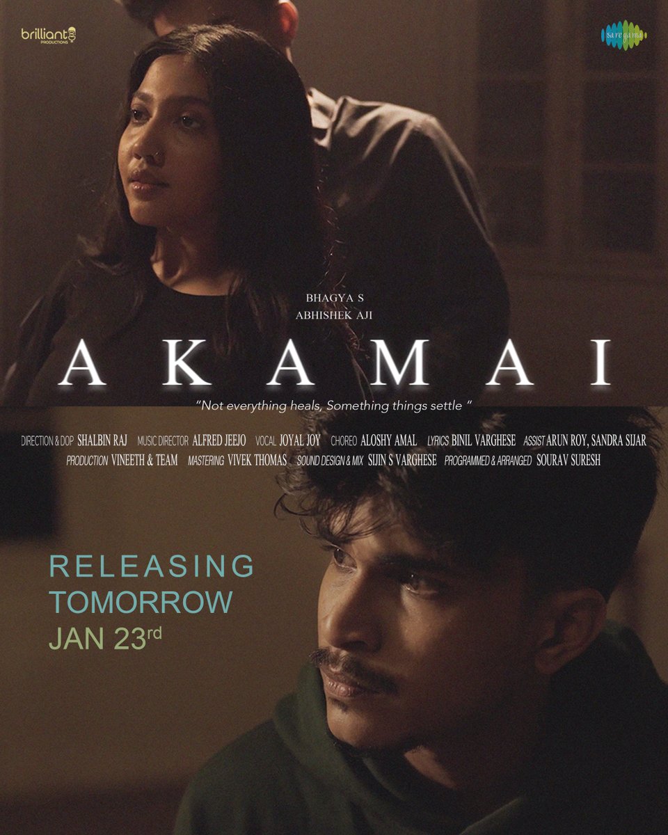 saregamasouth's tweet photo. #AKAMAI Not everything heals....Some things settle !🤍
Music Video Releasing Tomorrow at 6 pm !🎧
🎶 #AlfredJeejo
🎤 #JoyalJoy
🖊 #BinilVarghese
#AbhishekAji #BhagyaS #ShalbinRaj #SouravSuresh #AloshyAmal #SijinSVarghese
#VivekThomas #VTPStudios #SandeepMohan #SandraSijar #ArunRo