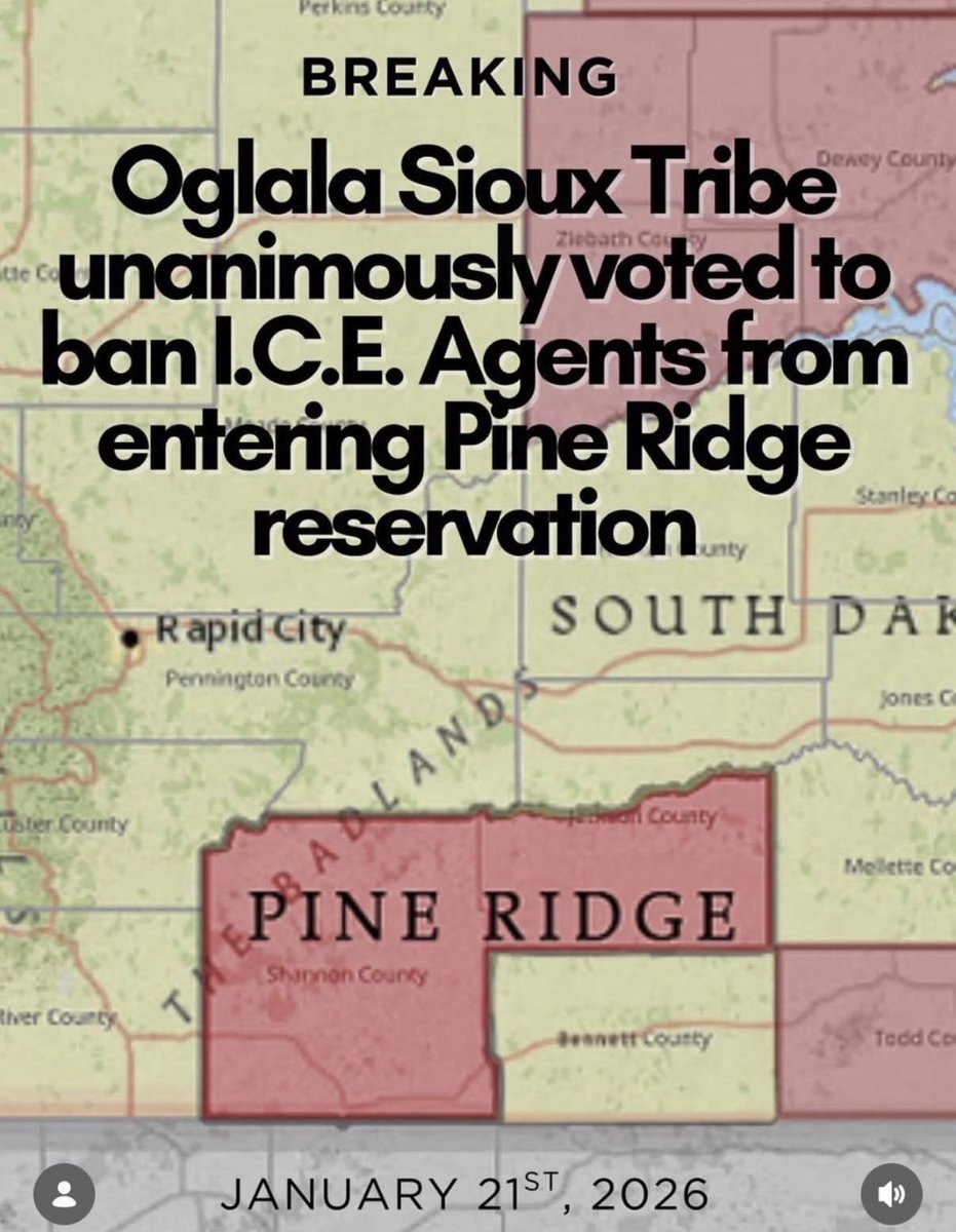 NickTilsen's tweet image. Oglala Sioux Tribe Officially Bans ICE!!! Sending encouragement to other Tribes to do the same!