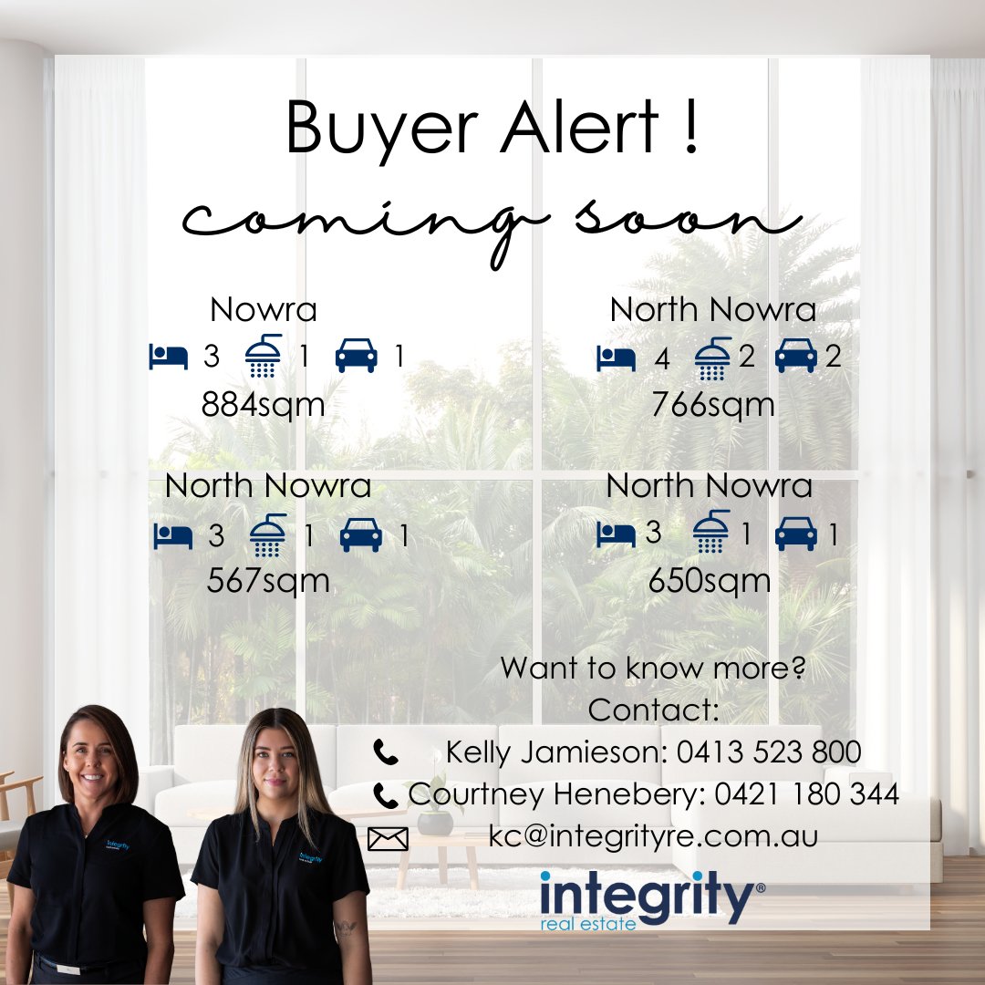 Integrity2003's tweet photo. ✨COMING SOON✨

Hot new listings are just around the corner!

Contact Kelly or Courtney for more information:

📞Kelly Jamieson: 0413 523 800
📞Courtney Henebery: 0421 180 344
📧kc@integrityre.com.au

#getabetterpricewithintegrity #integrityrealestate #comingsoon #shoalhaven https://t.co/CM7gBRUUbe
