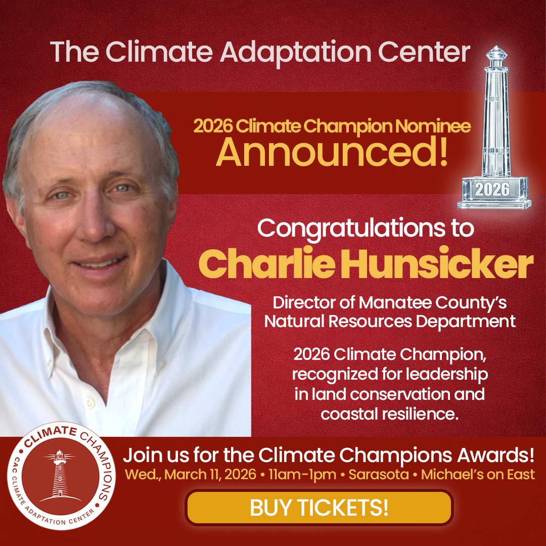 We’re proud to announce Charlie Hunsicker as our second 2026 Climate Champion Nominee, recognized for decades of leadership protecting Florida’s coastlines, water systems and communities.

🗓 3/11/26
🕚 11AM – 1PM
📍 Sarasota
🎟️ Tables &amp; tickets:
bit.ly/4qvAN0g