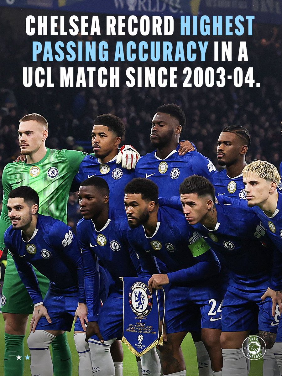 talkchelsea's tweet image. #Chelsea had a passing accuracy of 94.5% against Pafos, their highest on record (since 2003-04) in a single UEFA Champions League match. 👀 @optajoe