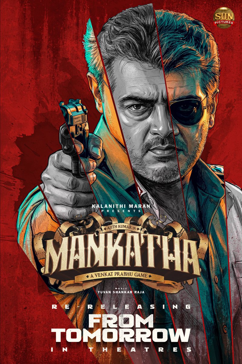 sunnewstamil's tweet photo. #CinemaUpdate | This is my game  👑🔥

அஜித்தின் ‘மங்காத்தா’ திரைப்படம் நாளை திரையரங்குகளில் ரீ-ரிலீஸ் ஆகும் நிலையில் புதிய போஸ்டரை வெளியிட்டுள்ளது சன் பிக்சர்ஸ்!

#SunNews | #AjithKumar | #MankathaReRelease