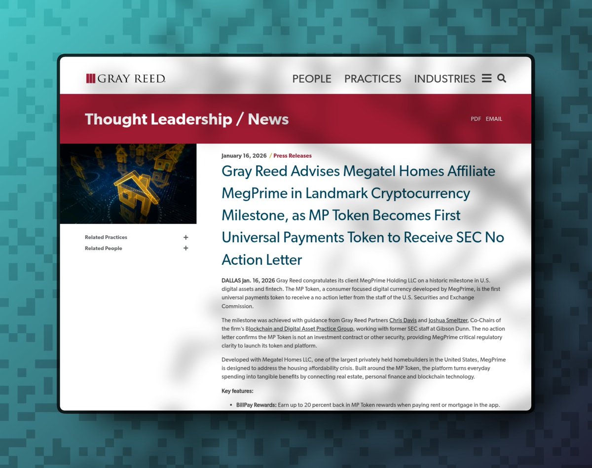 A US homebuilder just launched a crypto token that the SEC officially  approved… and almost nobody is paying attention. EARLY ALPHA: @MegPrimePay  MegPrime is a fintech and crypto rewards app created by