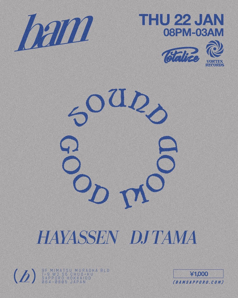 ニセコから札幌に移動して今夜はBAM SapporoにてDJ Tamaと共に選曲します！OPEN 20:00-3:00 是非〜!!