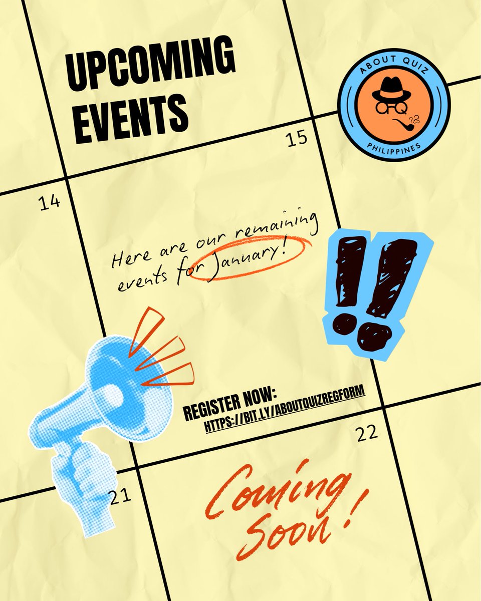 aboutquizph's tweet photo. Here is our January line up remaining! 

Register at: https://t.co/b3u9O0diSb https://t.co/4EMUV3Og5W