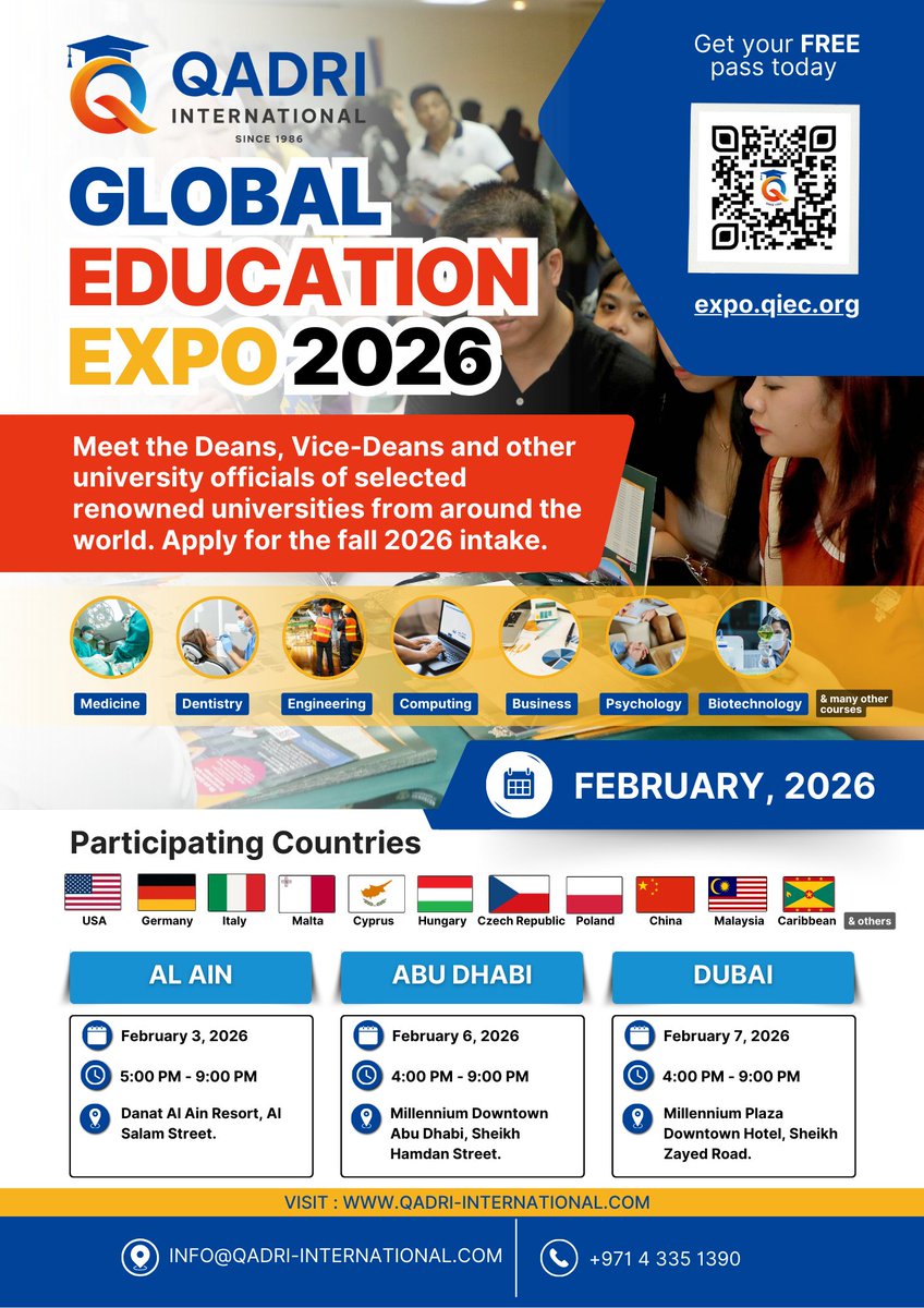 QadriInt's tweet photo. *|LNAME|*, an invitation to meet University Officials in🌍Global Education Expo - https://t.co/EXq7TnNoZn https://t.co/y3gaYceU4e