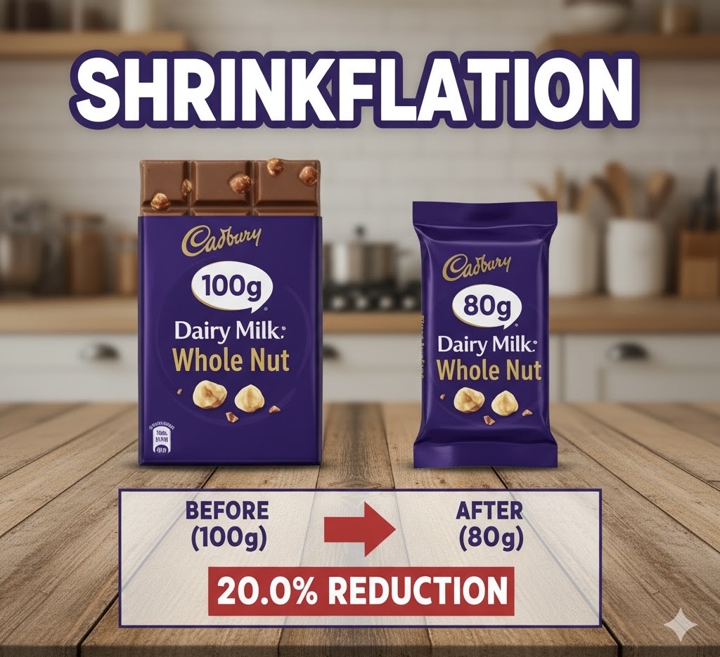 talkcentss's tweet image. 𝗛𝗶𝗱𝗱𝗲𝗻 𝗜𝗻𝗳𝗹𝗮𝘁𝗶𝗼𝗻

Many don’t believe the official inflation figure of 3.2% for 2025. Not because inflation isn’t happening, but because it’s happening differently

When portions shrink instead of prices rising, inflation doesn’t disappear, it hides.

Learn more 🔻