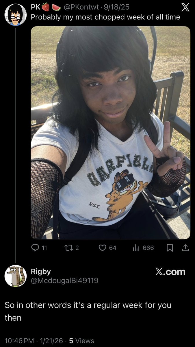 PKontwt's tweet image. This hating ass Rigby nigga randomly came into my replies for no reason