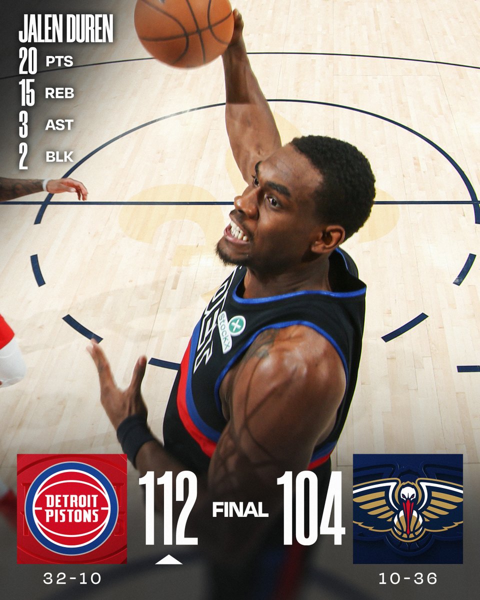 🏀 WEDNESDAY'S FINAL SCORES 🏀

Jalen Duren's double-double helps lift the <a href="/DetroitPistons/">Detroit Pistons</a> over the Pelicans!

Daniss Jenkins: 17 PTS, 4 AST, 2 STL, 2 BLK
Duncan Robinson: 15 PTS, 4 REB, 3 AST, 4 3PM