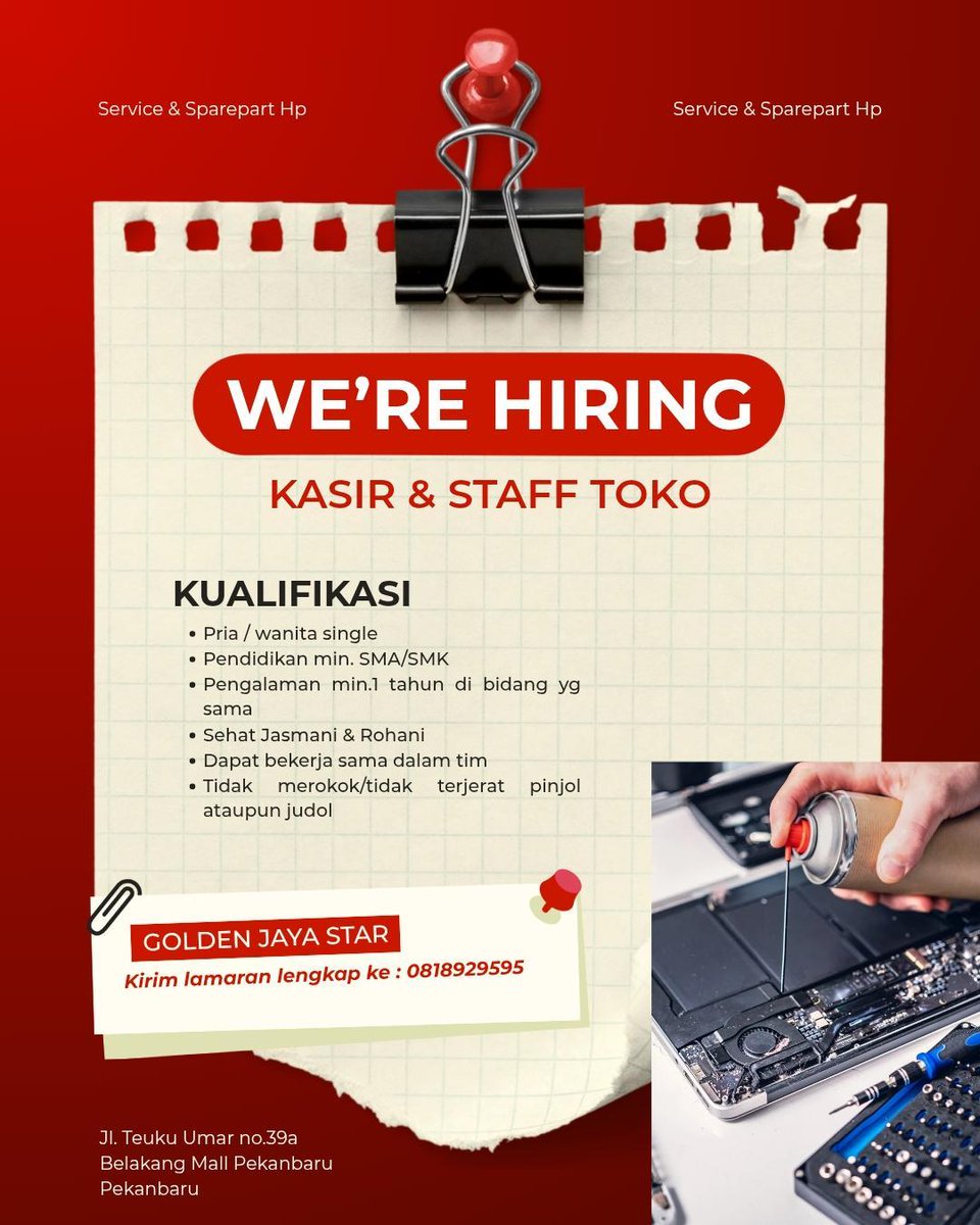 follow @lowkerpku untuk informasi lowongan kerja kota pekanbaru dan sekitarnya

jangan lupa share infonya dan semoga mendapatkan posisi pekerjaan yang diharapkan  #lowkerpku #lowongankerja #lowongankerjariau  #lowongankerjapekanbaru #pekanbaru