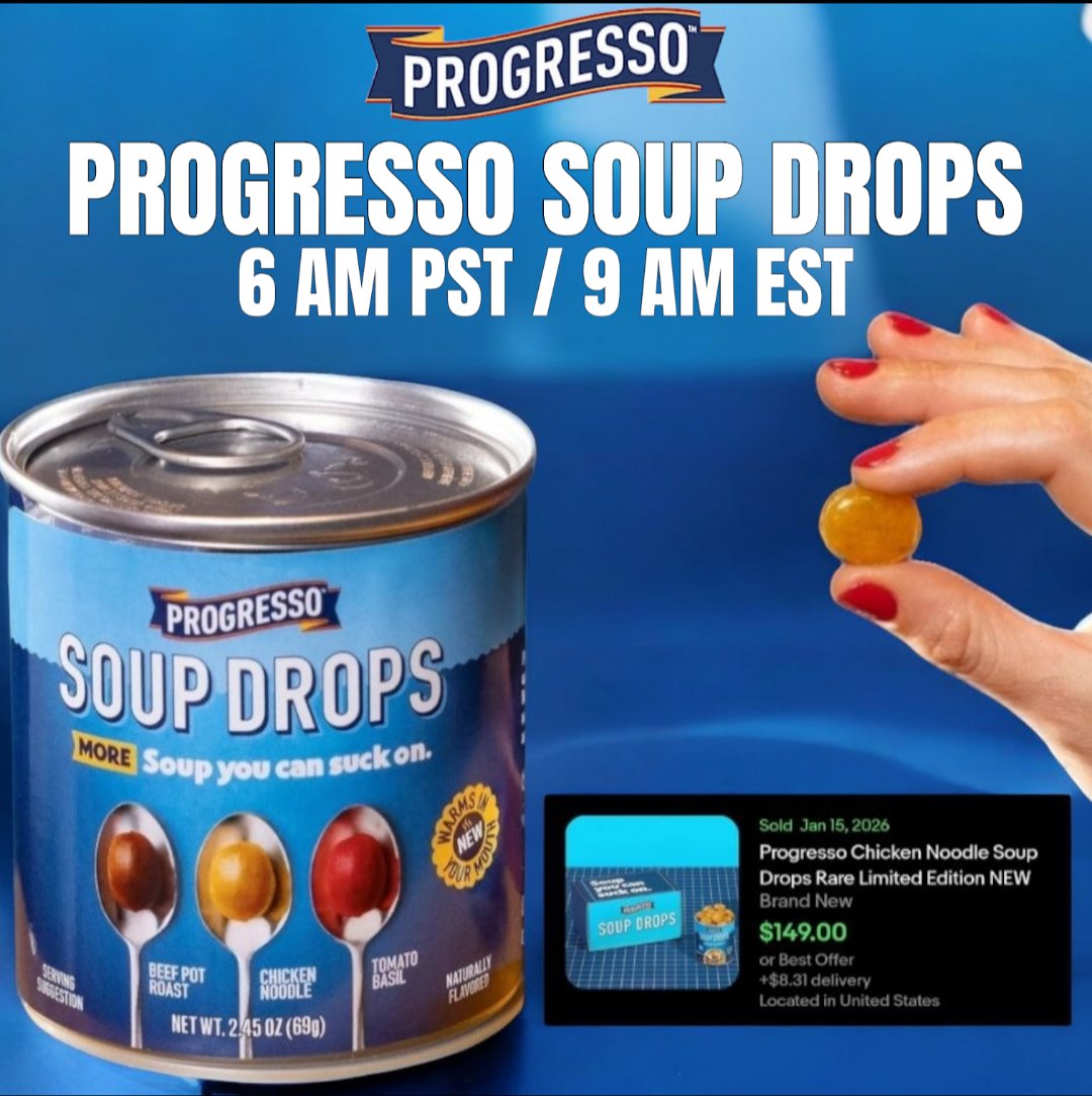 VentureDeal's tweet photo. Reminder: Walmart Exclusive Progresso Soup Drops dropping @ 6AM PT / 9AM ET
#ProgressoSoupDrops #RestockAlert
#ThursdayDrop #SoldOut
#LimitedEdition #AD
https://t.co/uhDNpA6TRH https://t.co/zcFgQiJd0I