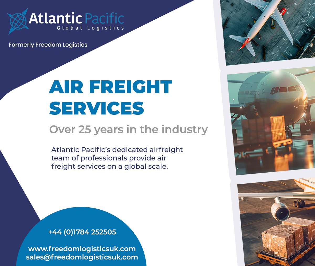 Freedom's business activities have now been transferred to Atlantic Pacific Global Logistics - providing air freight solutions for over 25 years.
freedomlogisticsuk.com
#airfreight  #logistics  #FreedomLogistics  #AtlanticPacific