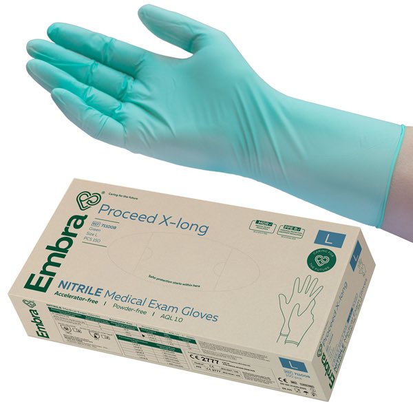 ahahansen's tweet image. Embra® Examination Gloves, Nitrile Proceed X-Long Acc Free.

Nitrile examination gloves and protective gloves for single use, accelerator-free, green. High-performance, lightweight gloves that help reduce waste weight.

Mer info post@gymo.no eller gymo.no